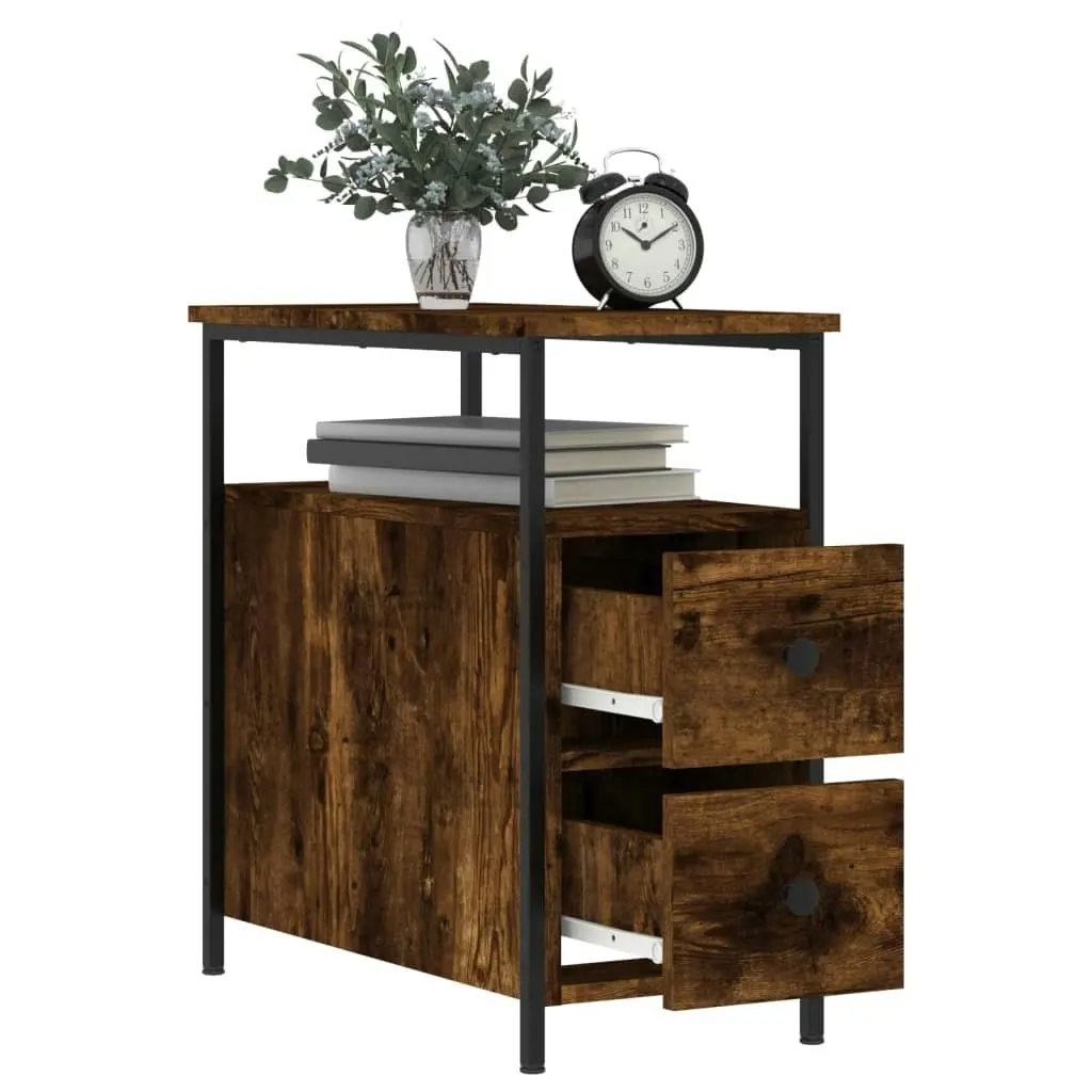 Bedside Cabinet Smoked Oak 30x60x60 cm Engineered Wood 826067