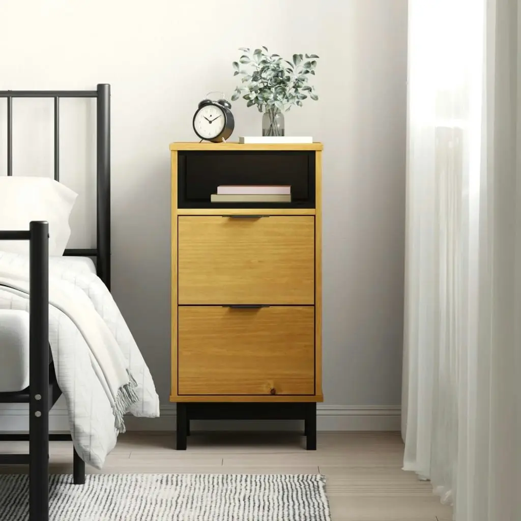 Bedside Cabinet FLAM 40x35x80 cm Solid Wood Pine 357814