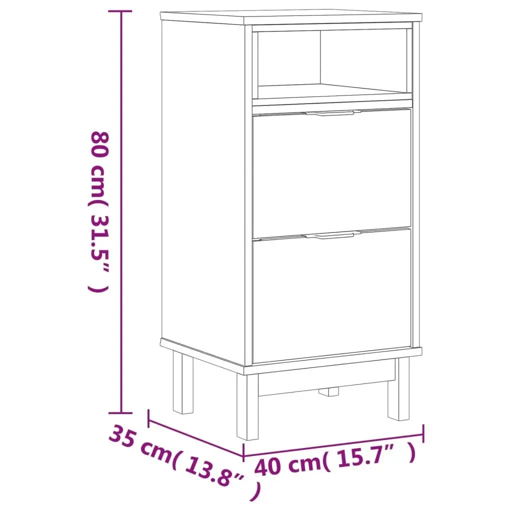 Bedside Cabinet FLAM 40x35x80 cm Solid Wood Pine 357814