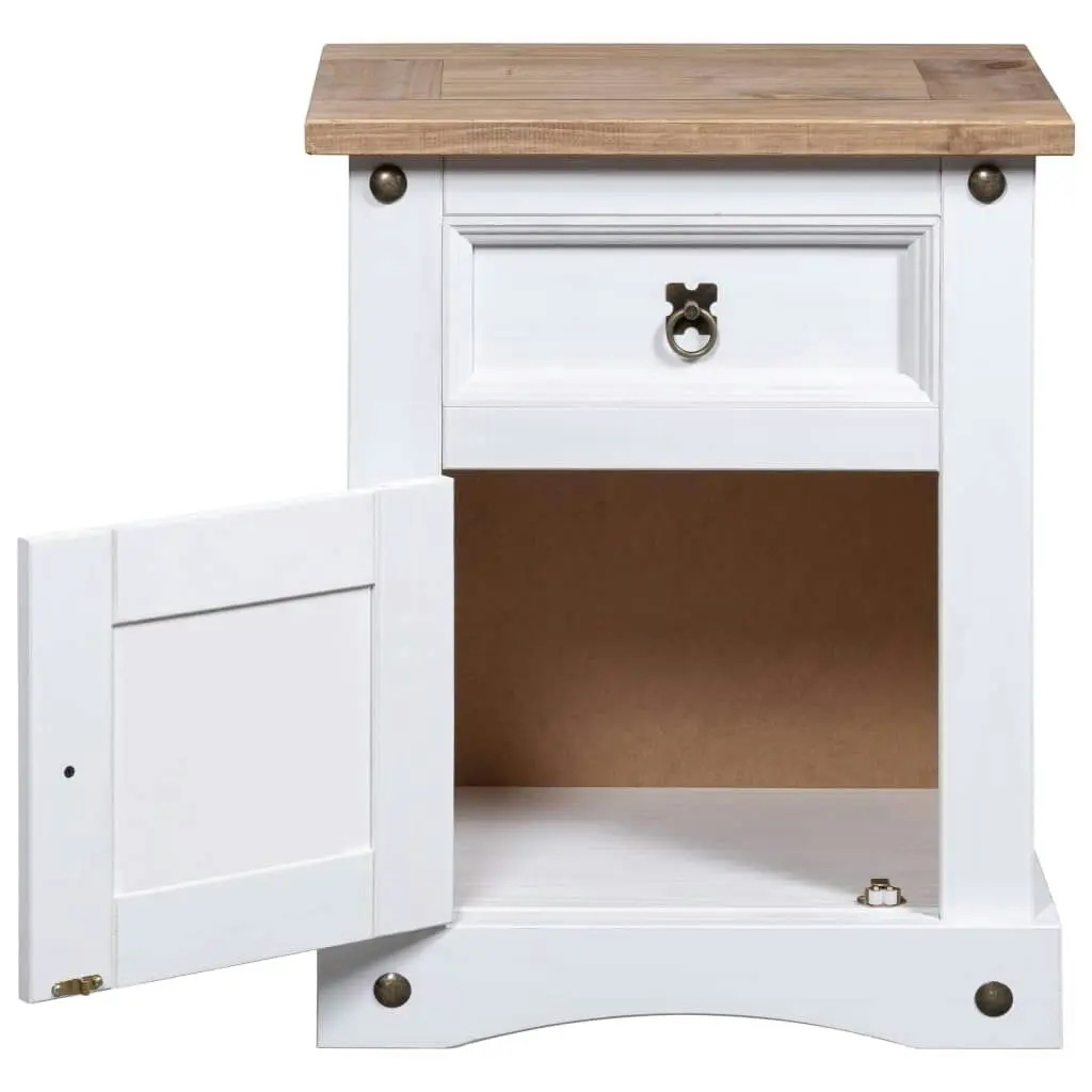 Bedside Cabinet Mexican Pine Corona Range White 53x39x66 cm 282618