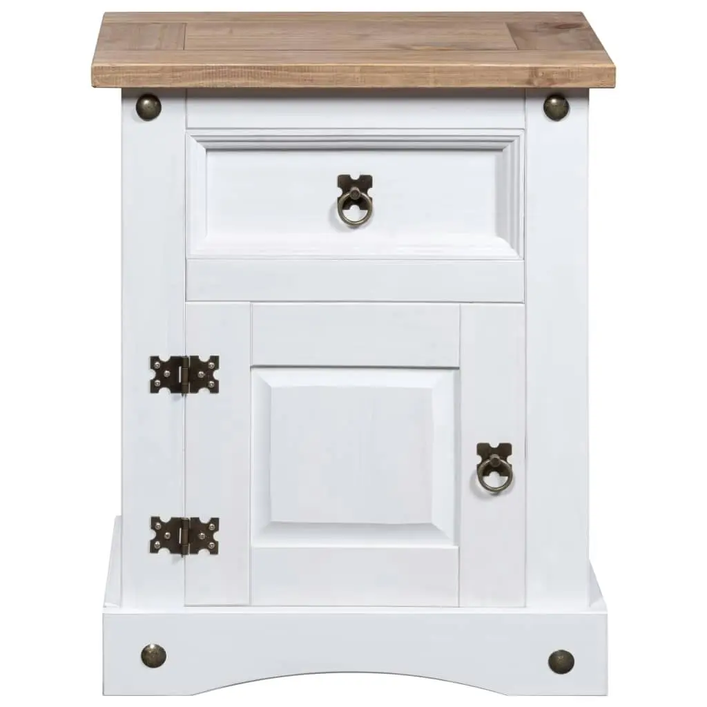 Bedside Cabinet Mexican Pine Corona Range White 53x39x66 cm 282618