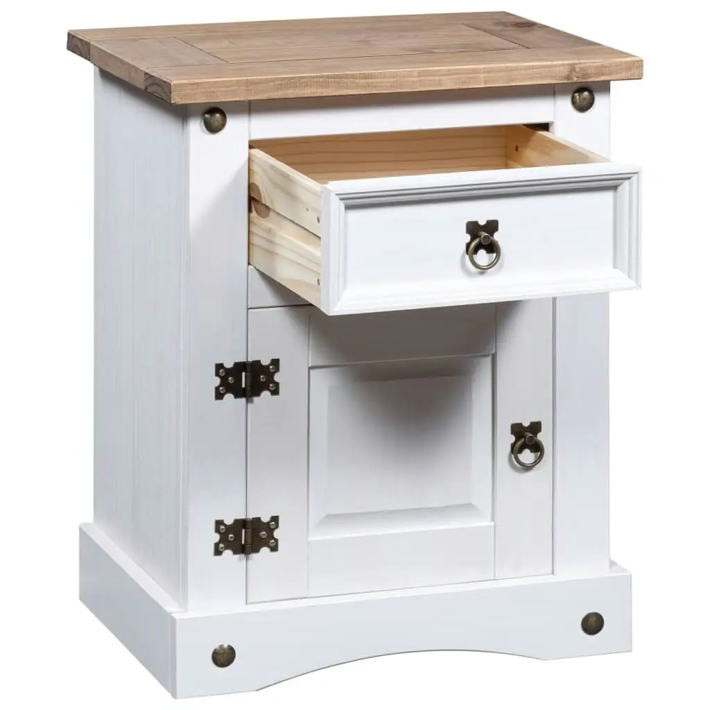 Bedside Cabinet Mexican Pine Corona Range White 53x39x66 cm 282618