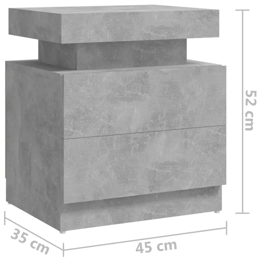 Bedside Cabinet Concrete Grey 45x35x52 cm Engineered Wood 326853