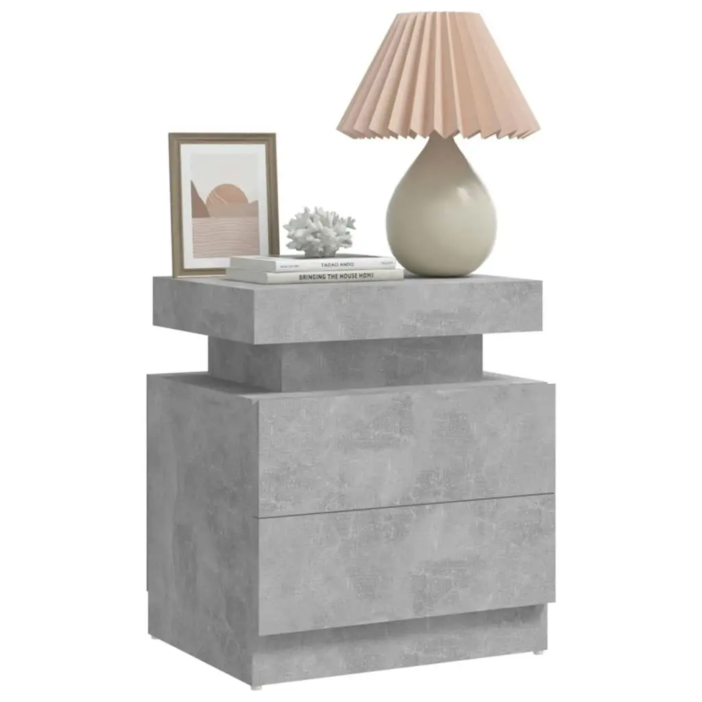 Bedside Cabinet Concrete Grey 45x35x52 cm Engineered Wood 326853