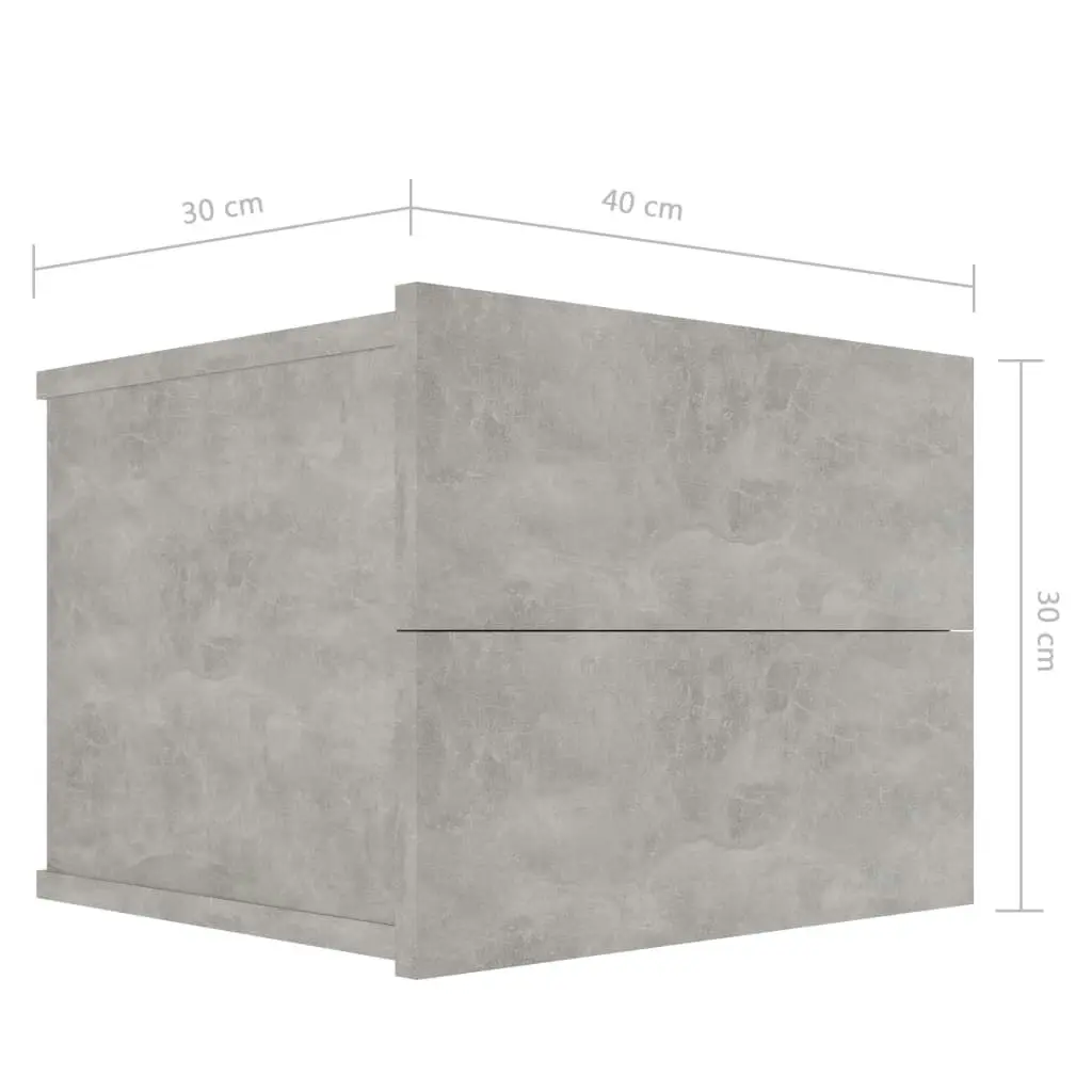 Bedside Cabinet Concrete Grey 40x30x30 cm Engineered Wood 801061