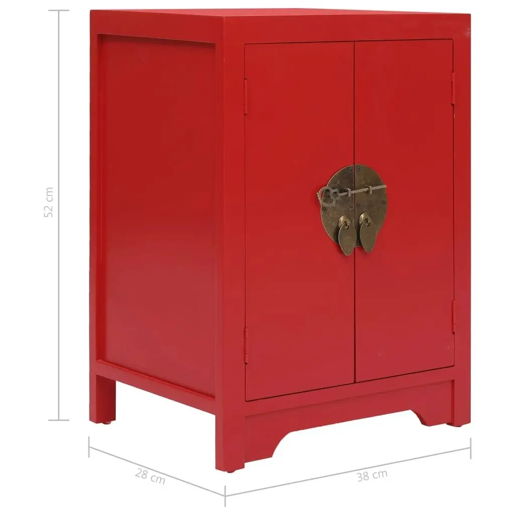 Bedside Cabinet Red 38x28x52 cm Paulownia Wood 284074