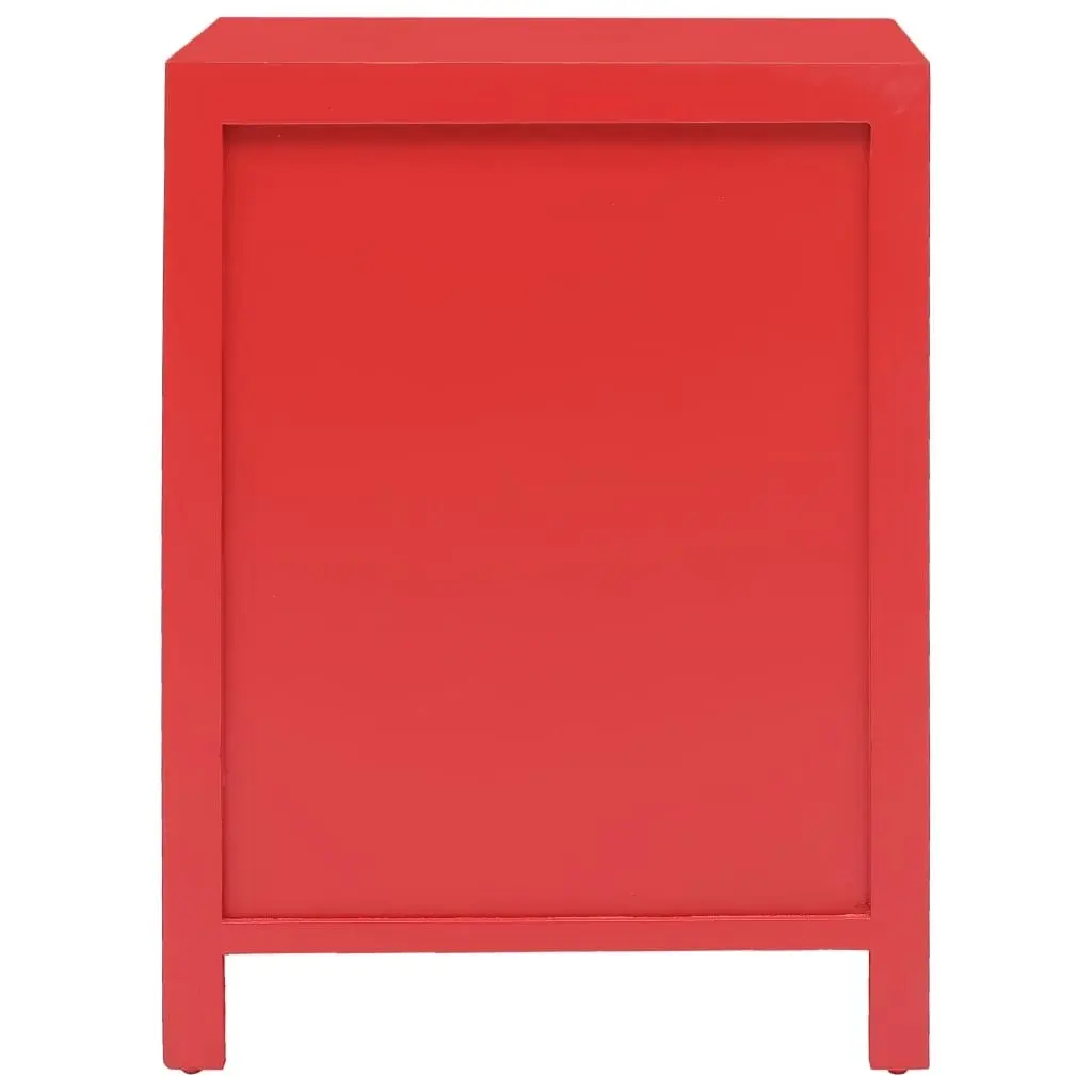 Bedside Cabinet Red 38x28x52 cm Paulownia Wood 284074