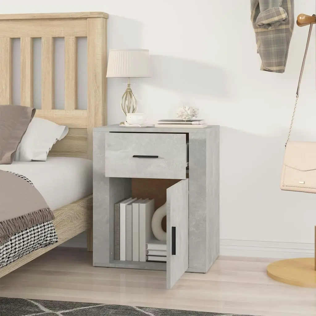 Bedside Cabinet Concrete Grey 50x36x60 cm Engineered Wood 816724