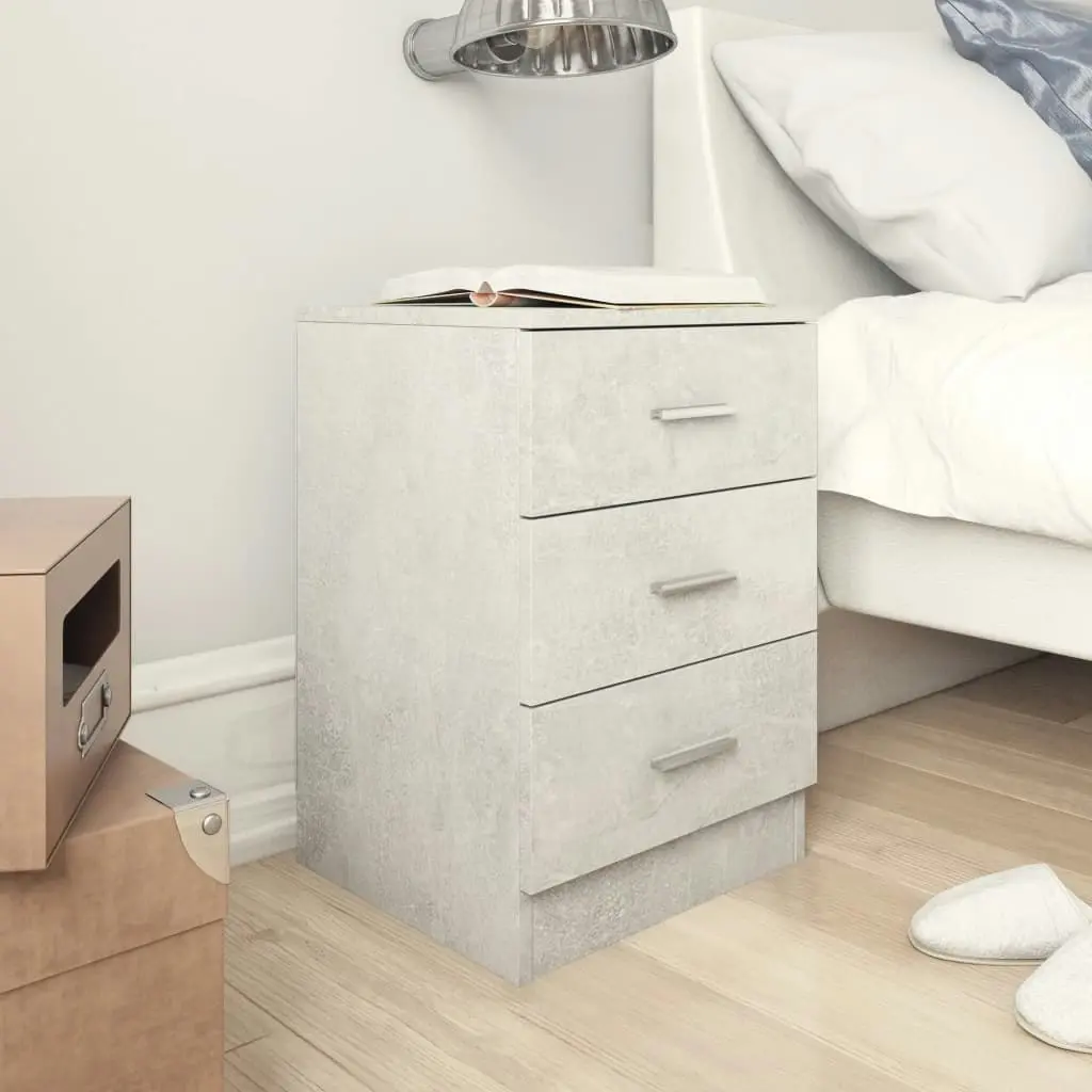 Bedside Cabinet Concrete Grey 38x35x56 cm Engineered Wood 800458