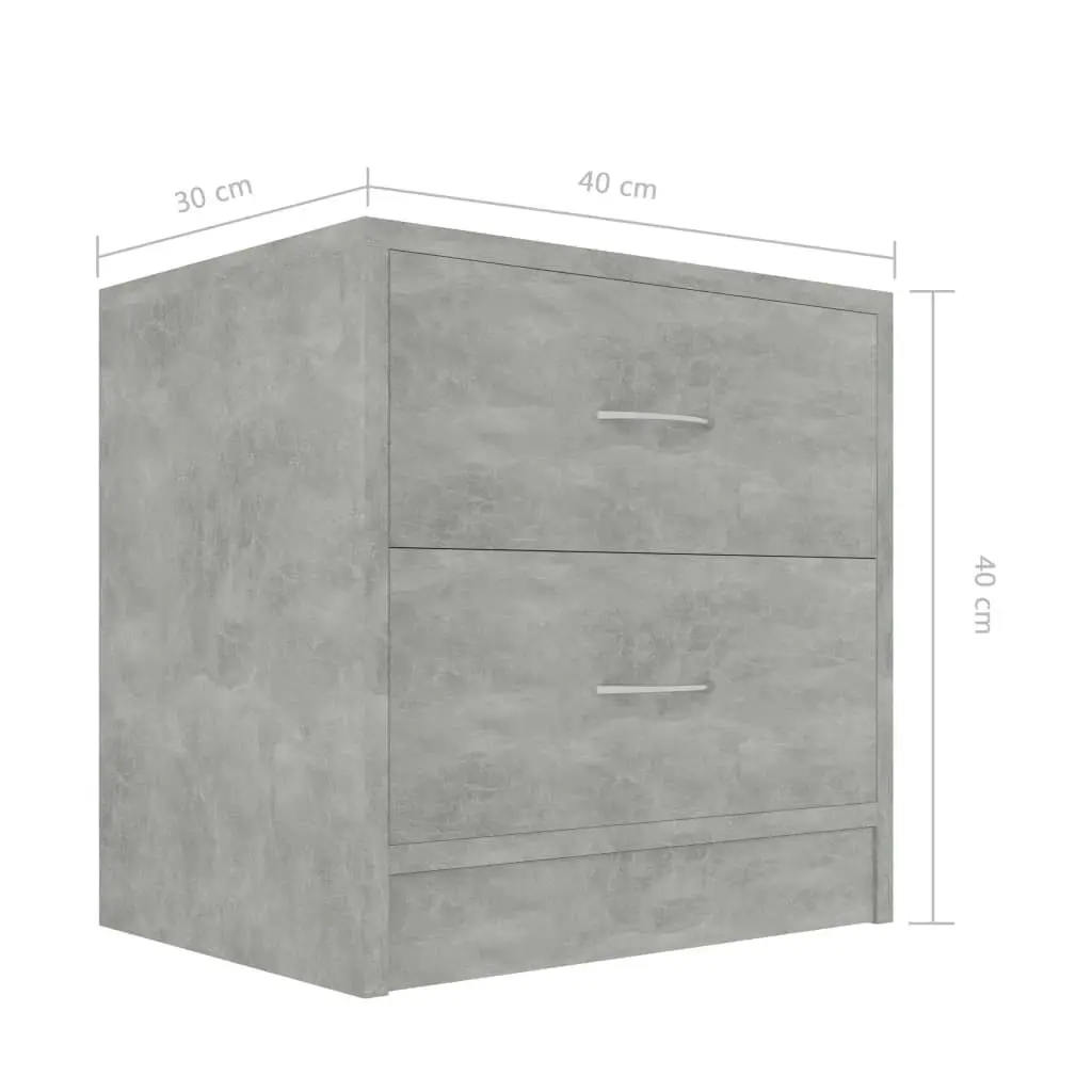 Bedside Cabinet Concrete Grey 40x30x40 cm Engineered Wood 801043