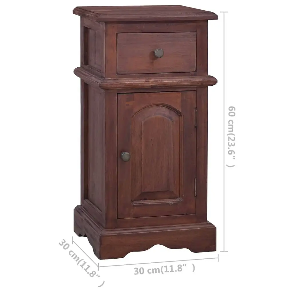 Bedside Cabinet Classical Brown Solid Mahogany Wood 288831