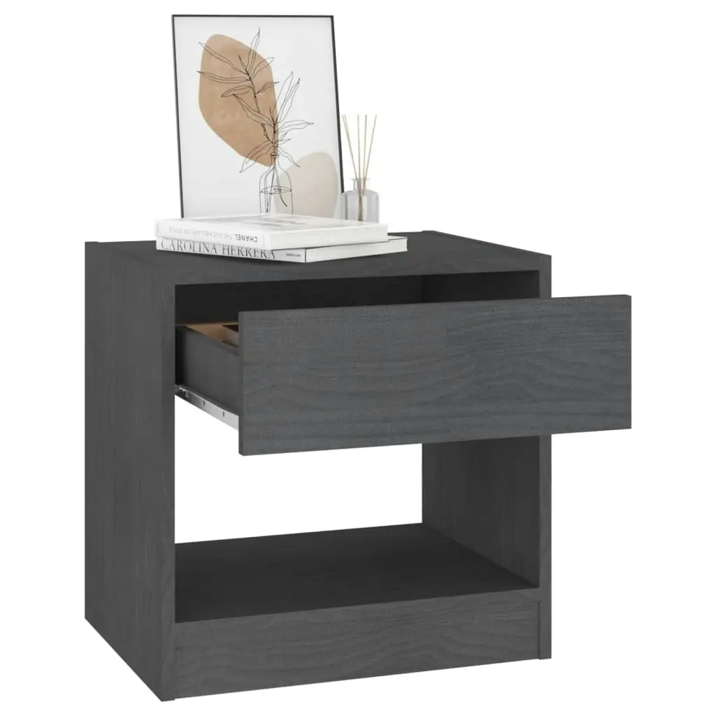 Bedside Cabinet Grey 40x31x40 cm Solid Pinewood 808067