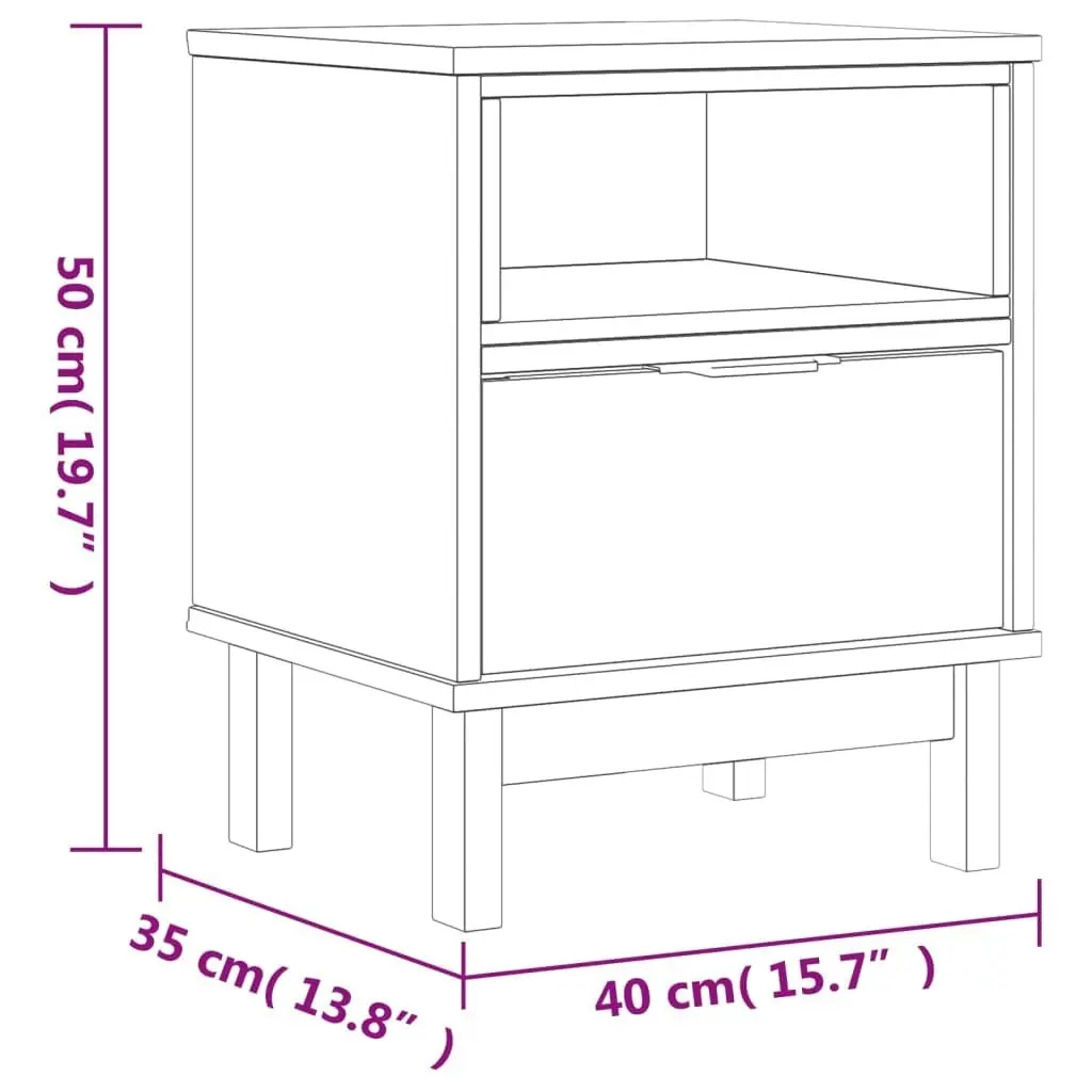 Bedside Cabinet FLAM 40x35x50 cm Solid Wood Pine 357812