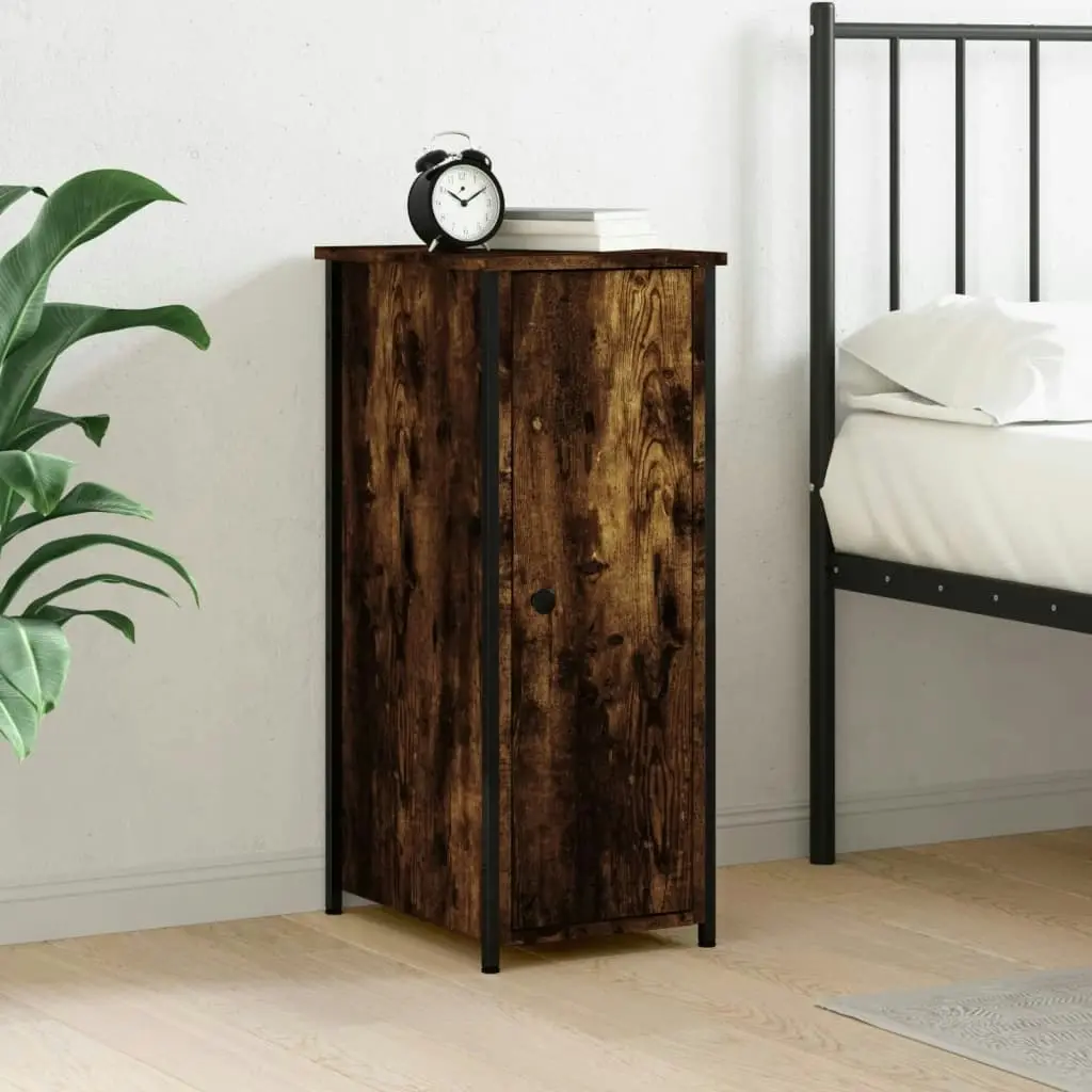 Bedside Cabinet Smoked Oak 32x42x80 cm Engineered Wood 825967