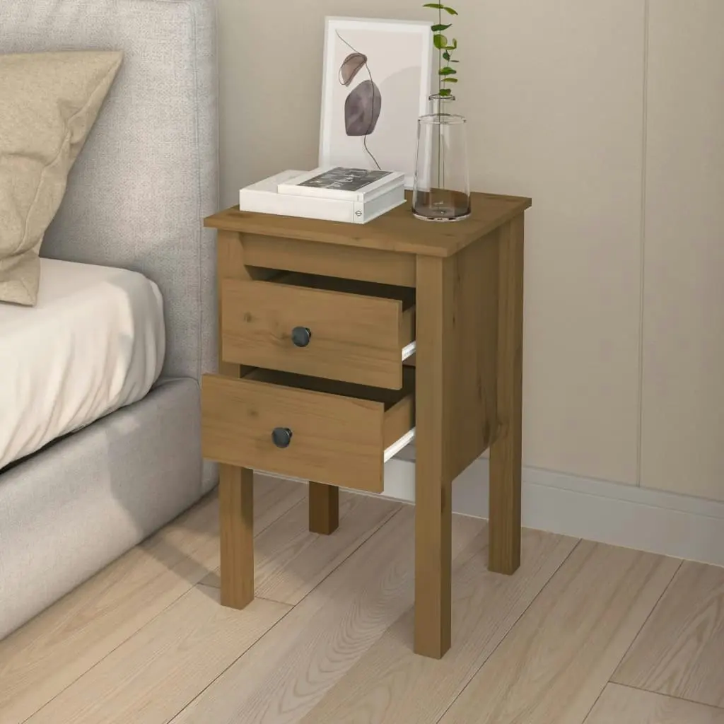 Bedside Cabinet Honey Brown 40x35x61.5 cm Solid Wood Pine 813695