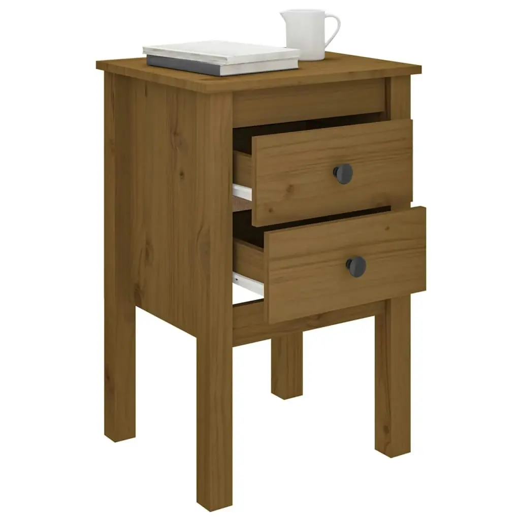 Bedside Cabinet Honey Brown 40x35x61.5 cm Solid Wood Pine 813695