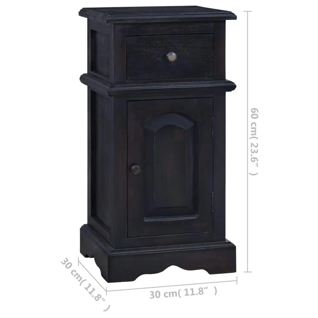 Bedside Cabinet Light Black Coffee Solid Mahogany Wood 288832