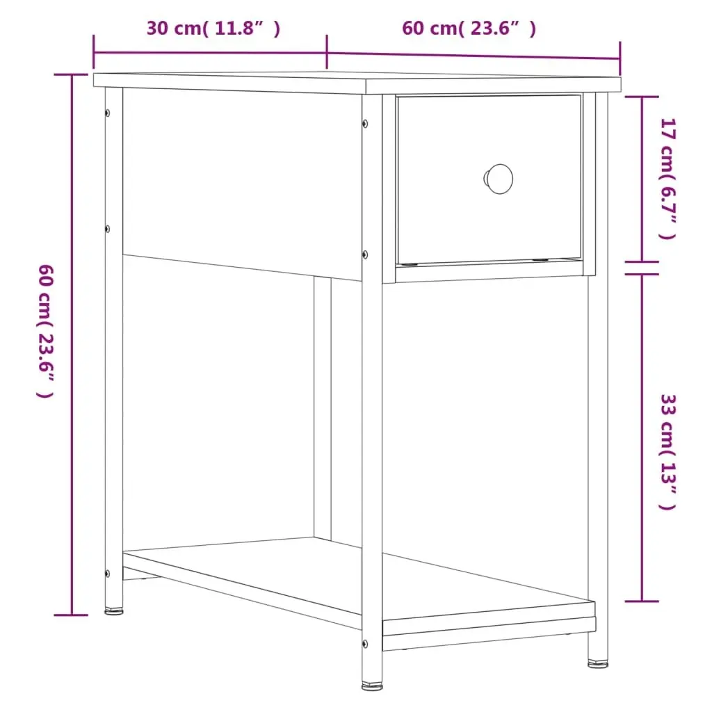 Bedside Cabinet Smoked Oak 30x60x60 cm Engineered Wood 826057