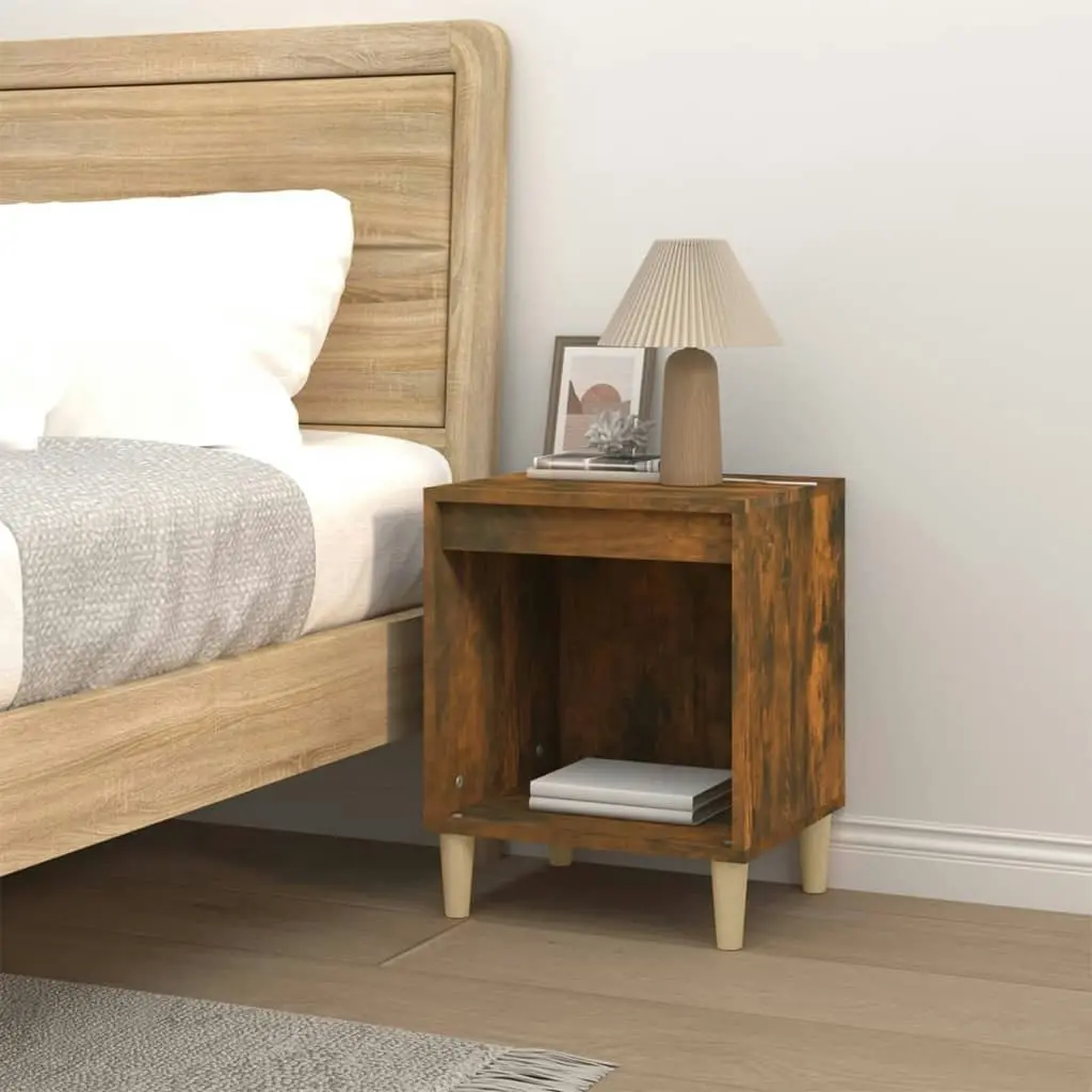 Bedside Cabinet Smoked Oak 40x35x50 cm 821868