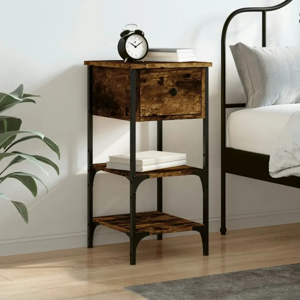 Bedside Cabinet Smoked Oak 34x36x70 cm Engineered Wood 825977