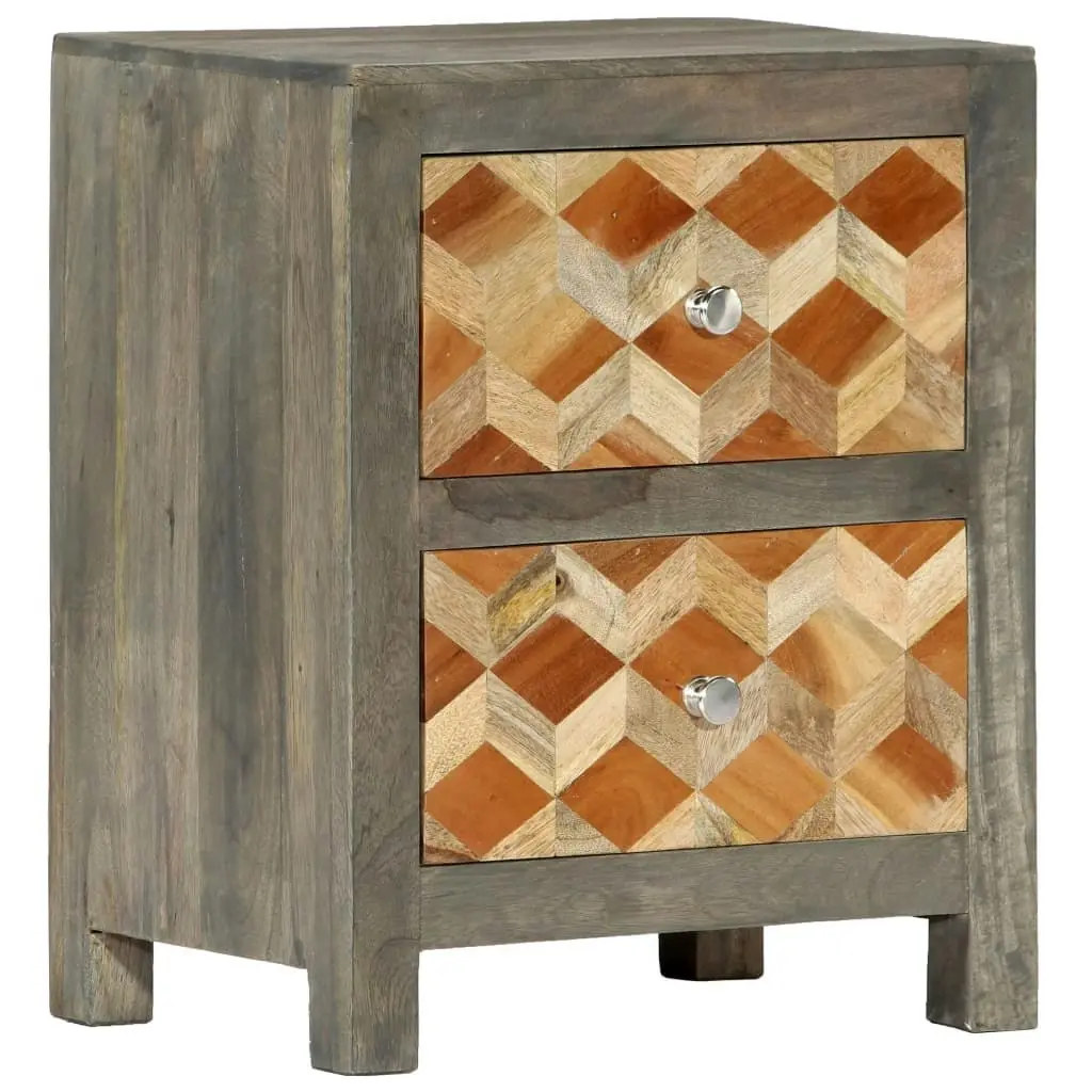 Bedside Cabinet Grey 40x30x50 cm Solid Mango Wood 282734