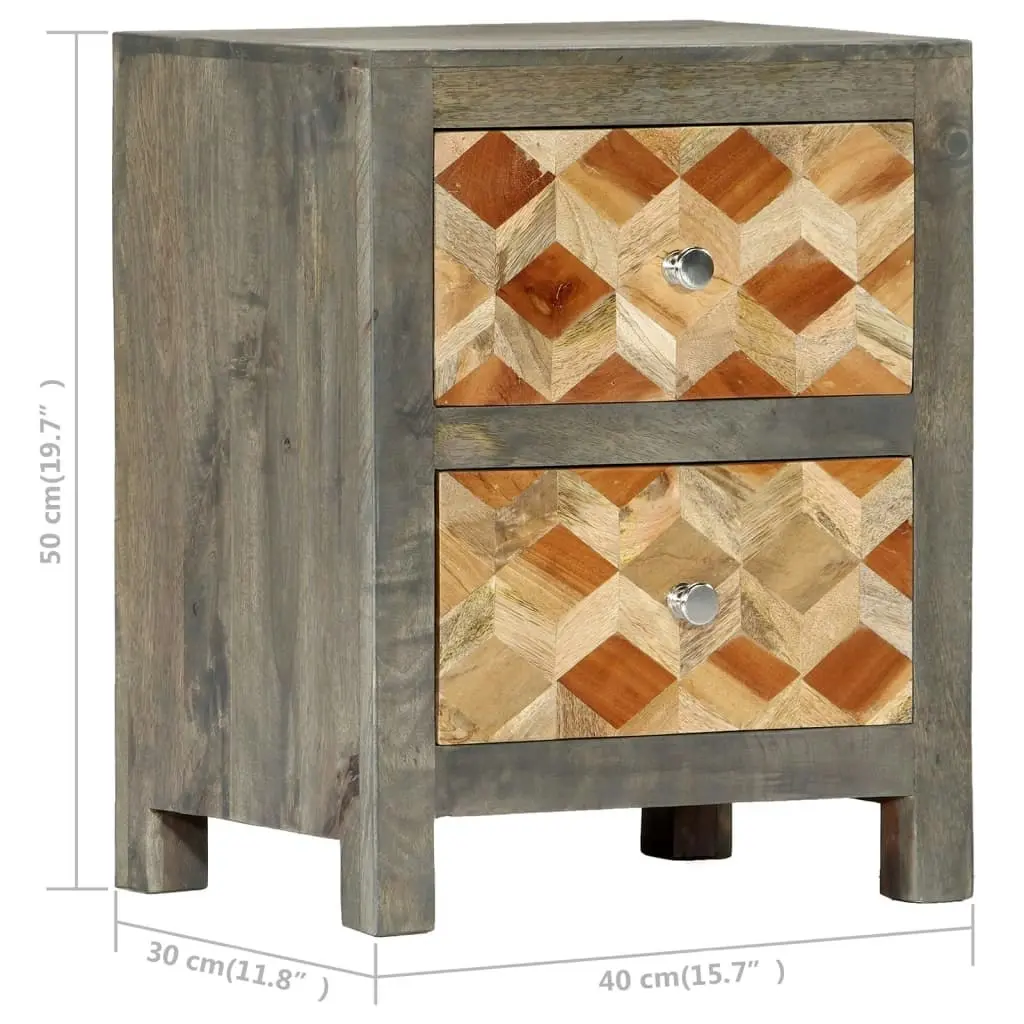 Bedside Cabinet Grey 40x30x50 cm Solid Mango Wood 282734