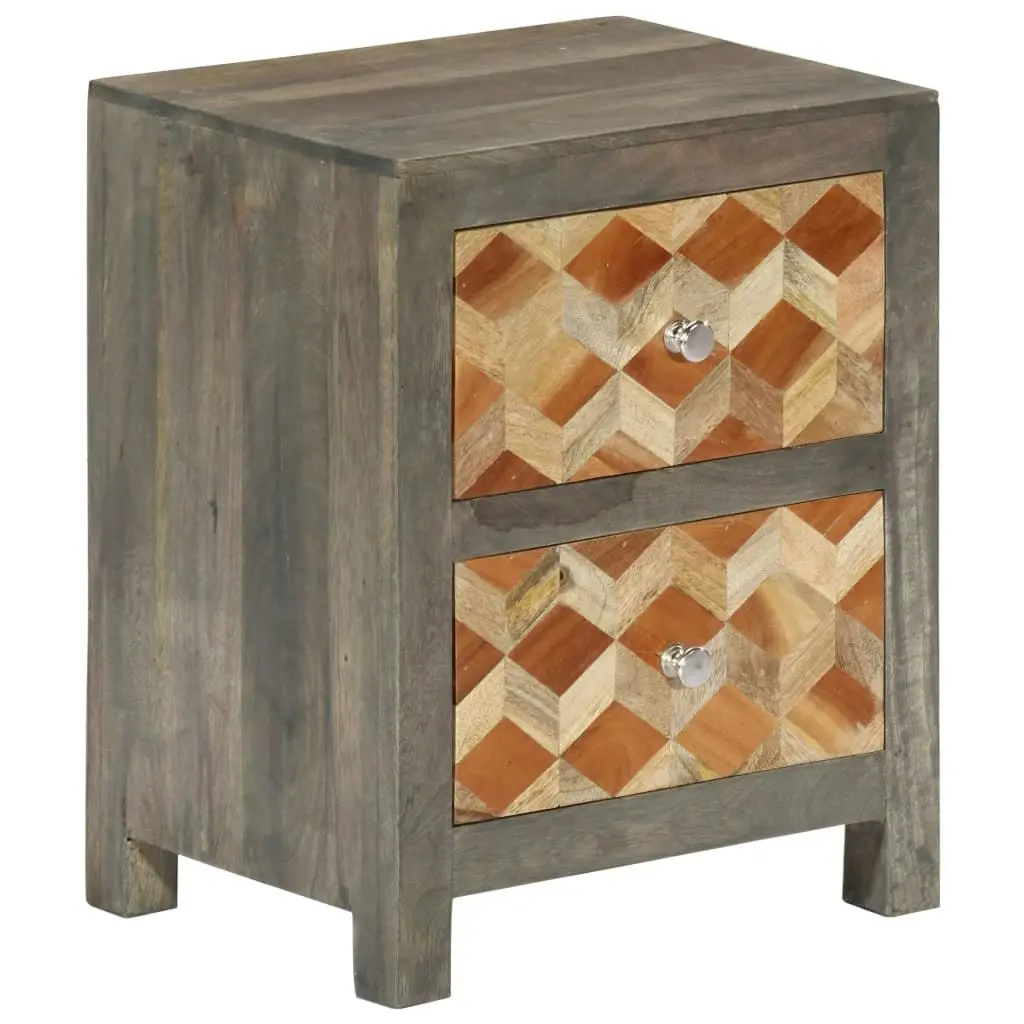 Bedside Cabinet Grey 40x30x50 cm Solid Mango Wood 282734