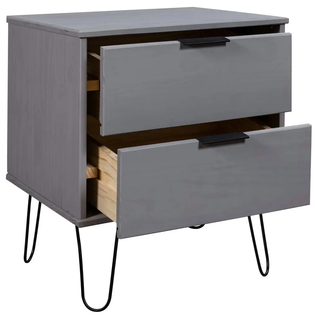 Bedside Cabinet Grey 45x39.5x57 cm Solid Pine Wood 321118