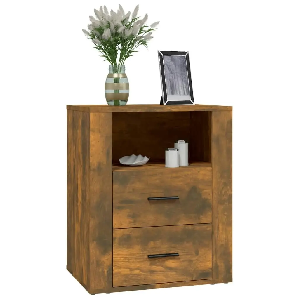 Bedside Cabinet Smoked Oak 50x36x60 cm Engineered Wood 816733