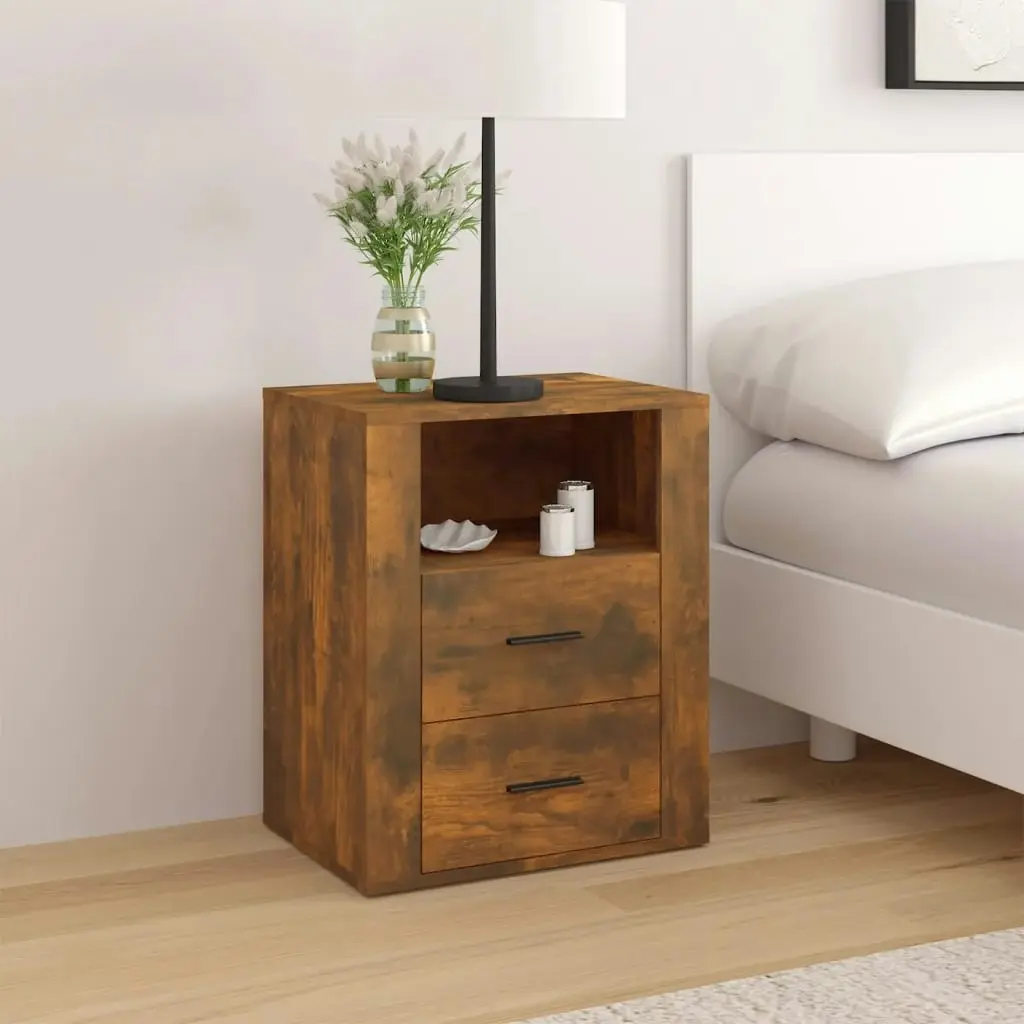 Bedside Cabinet Smoked Oak 50x36x60 cm Engineered Wood 816733