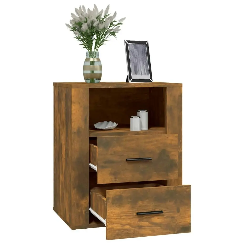 Bedside Cabinet Smoked Oak 50x36x60 cm Engineered Wood 816733