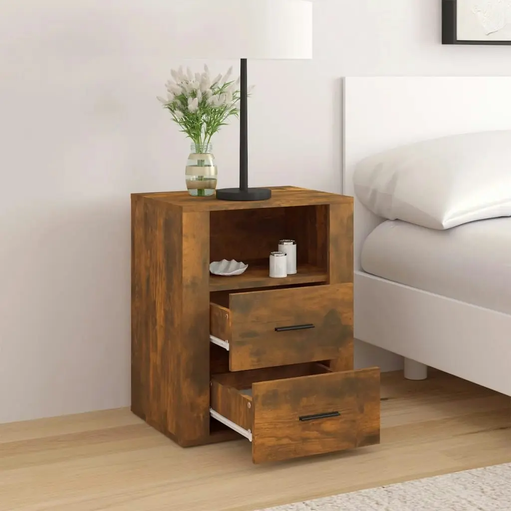 Bedside Cabinet Smoked Oak 50x36x60 cm Engineered Wood 816733