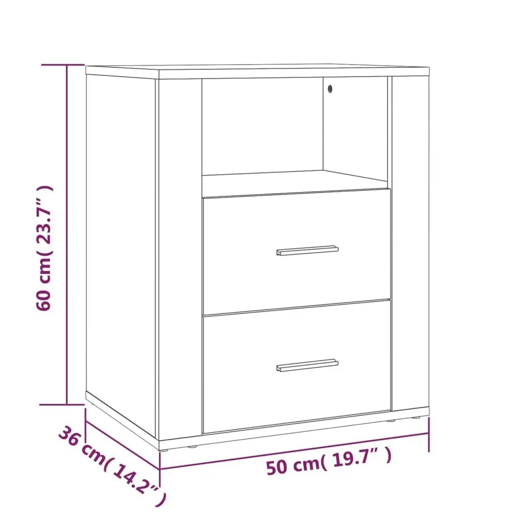 Bedside Cabinet Smoked Oak 50x36x60 cm Engineered Wood 816733