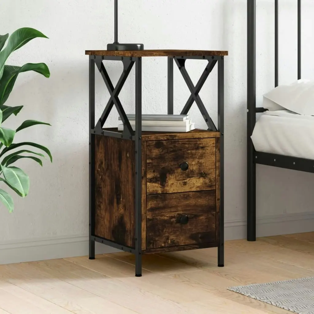 Bedside Cabinet Smoked Oak 34x35.5x70 cm Engineered Wood 825947