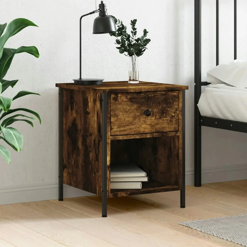 Bedside Cabinet Smoked Oak 40x42x50 cm Engineered Wood 825937