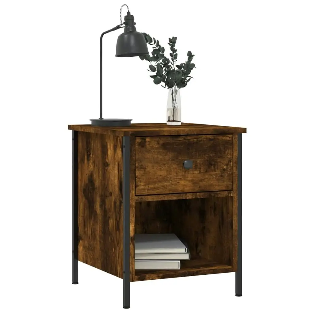 Bedside Cabinet Smoked Oak 40x42x50 cm Engineered Wood 825937