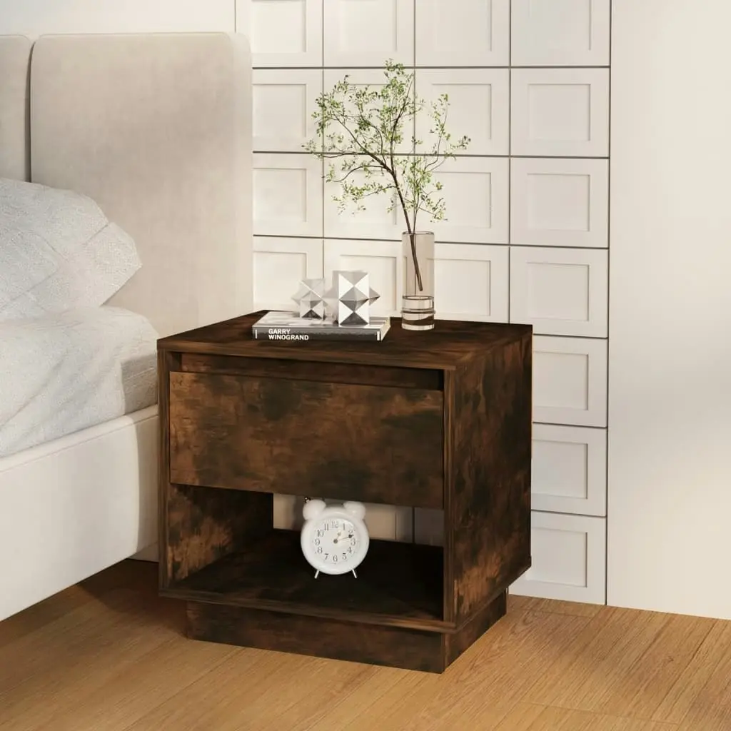 Bedside Cabinet Smoked Oak 45x34x44 cm Engineered Wood 812981