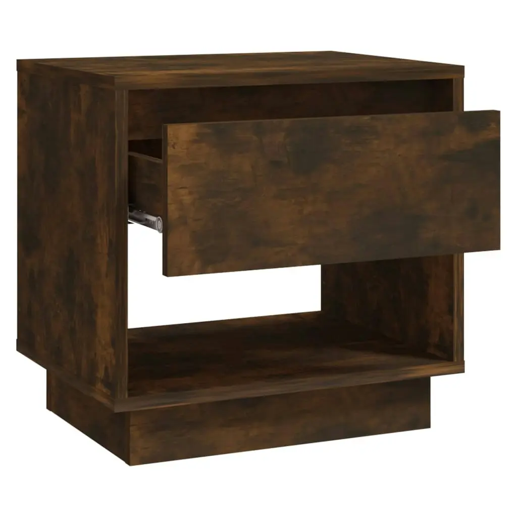 Bedside Cabinet Smoked Oak 45x34x44 cm Engineered Wood 812981