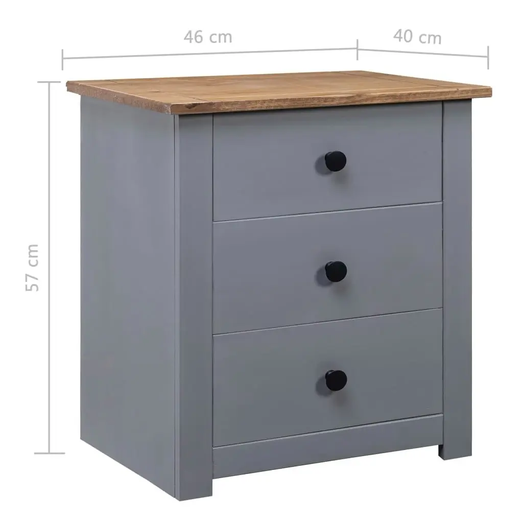 Bedside Cabinet Grey 46x40x57 cm Pinewood Panama Range 282653