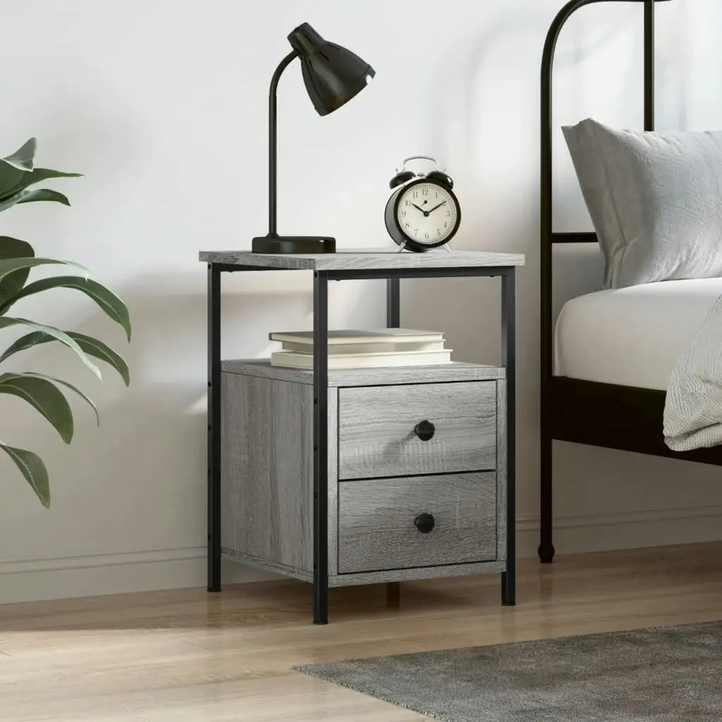 Bedside Cabinet Grey Sonoma 34x35.5x50 cm Engineered Wood 826019