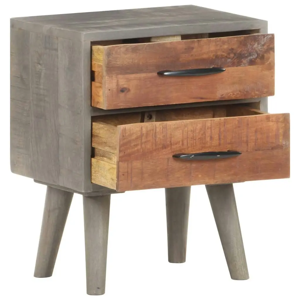 Bedside Cabinet Grey 40x30x50 cm Solid Rough Mango Wood 321806