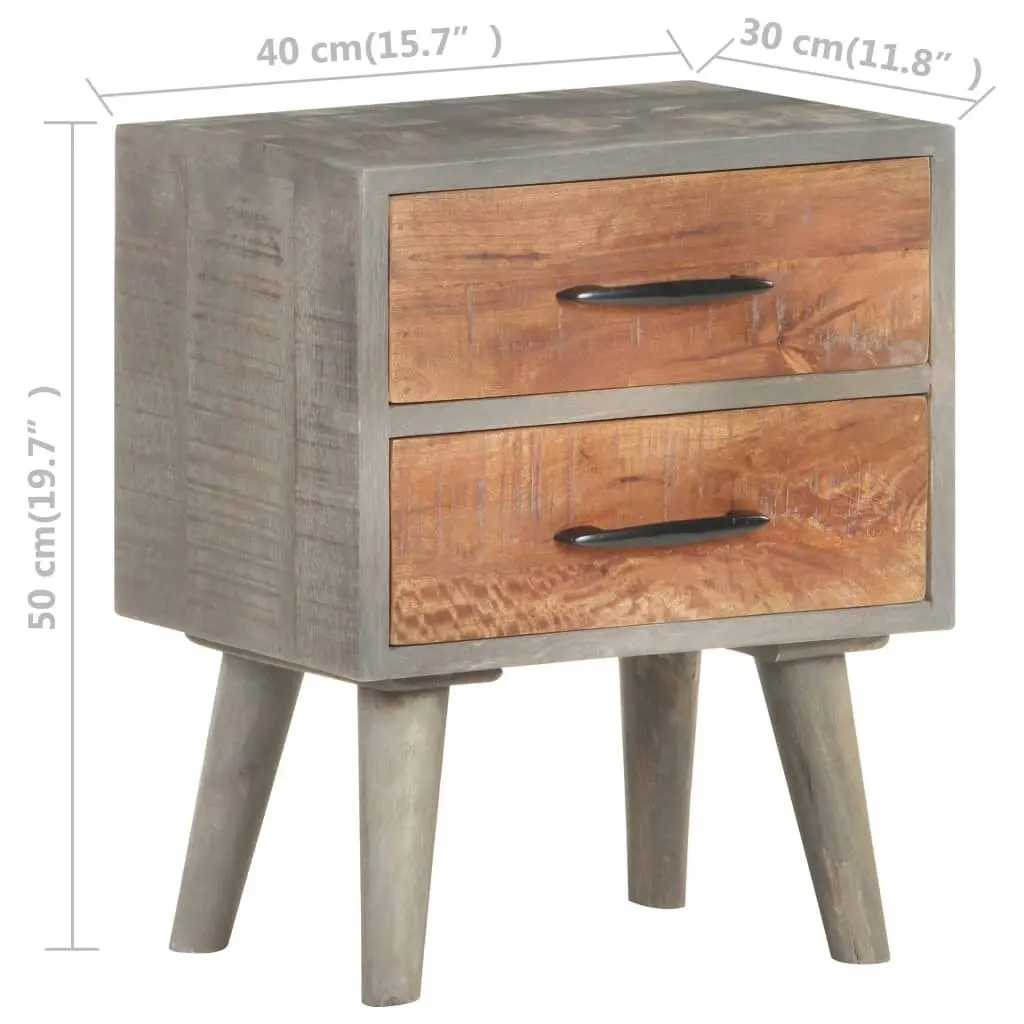 Bedside Cabinet Grey 40x30x50 cm Solid Rough Mango Wood 321806