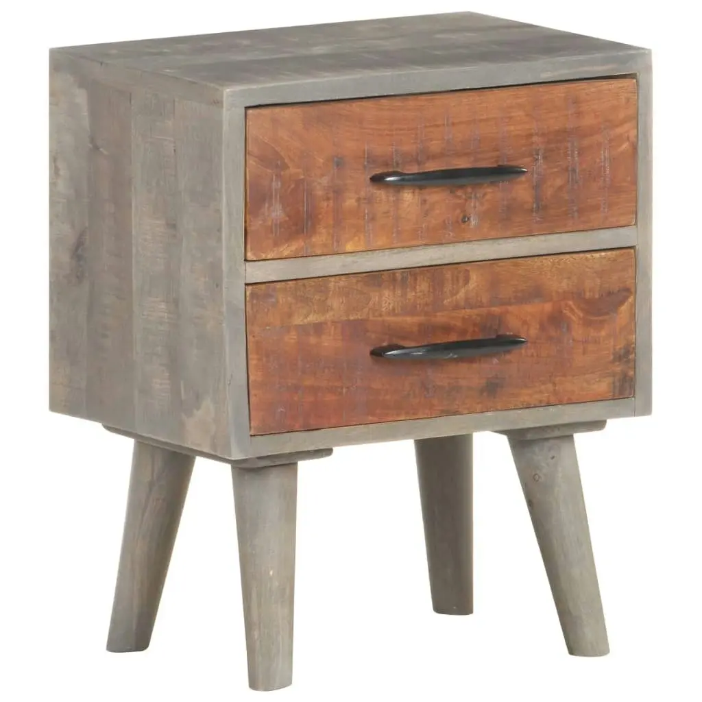 Bedside Cabinet Grey 40x30x50 cm Solid Rough Mango Wood 321806