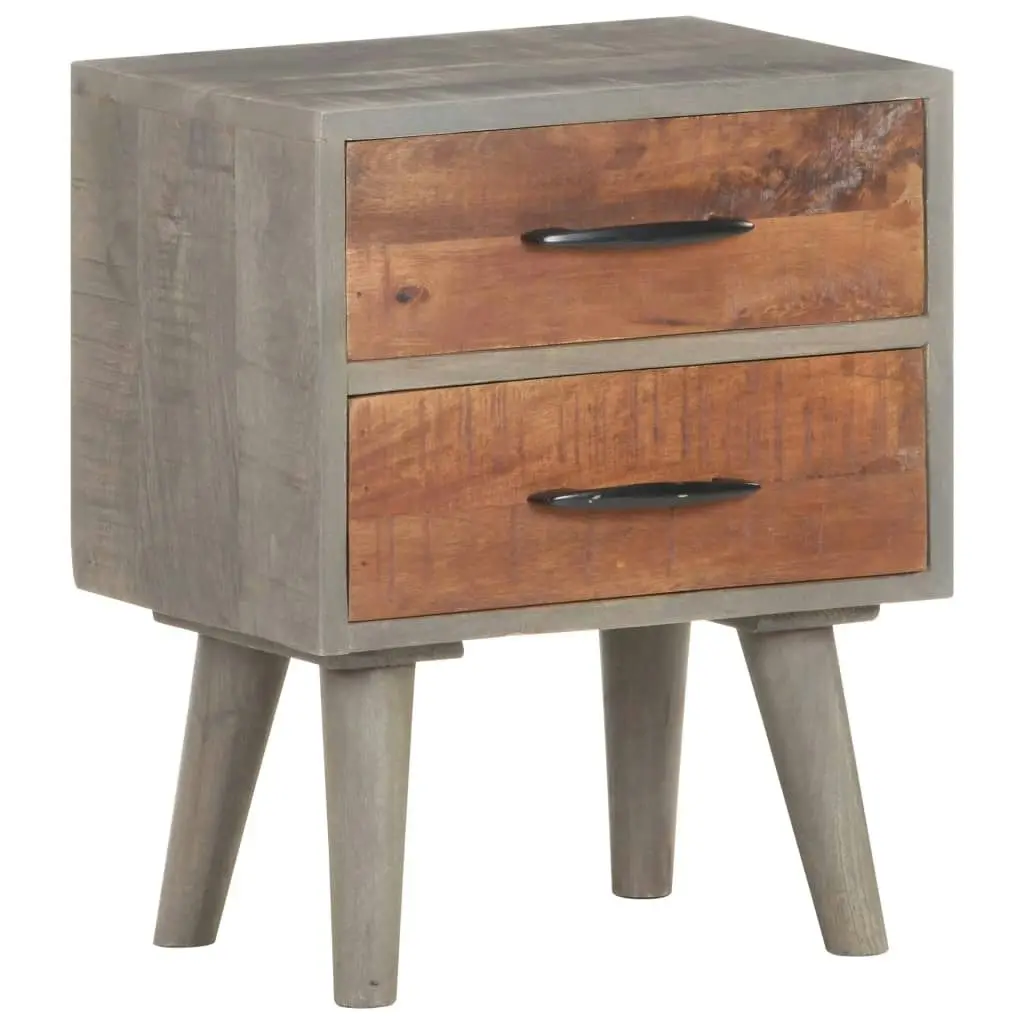 Bedside Cabinet Grey 40x30x50 cm Solid Rough Mango Wood 321806