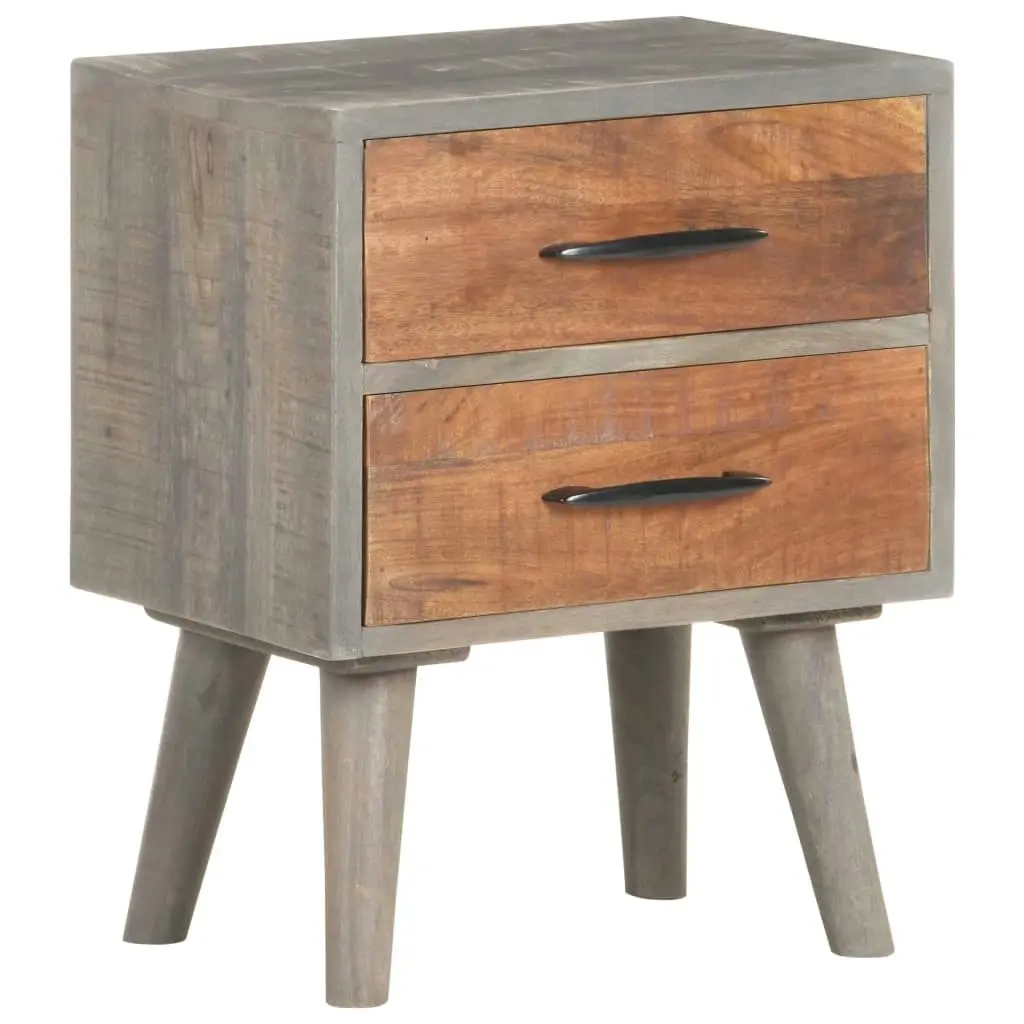 Bedside Cabinet Grey 40x30x50 cm Solid Rough Mango Wood 321806