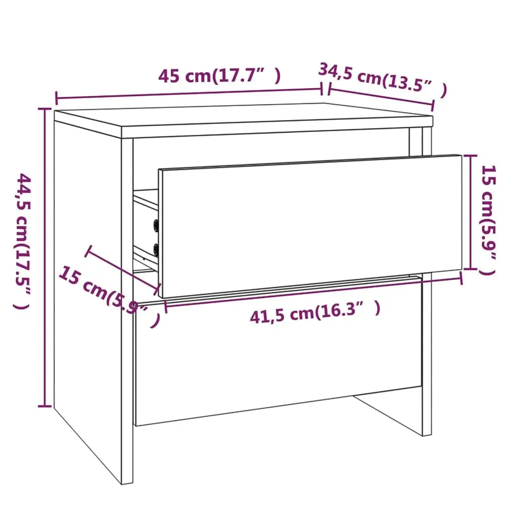 Bedside Cabinet Smoked Oak 45x34.5x44.5 cm Engineered Wood 813038