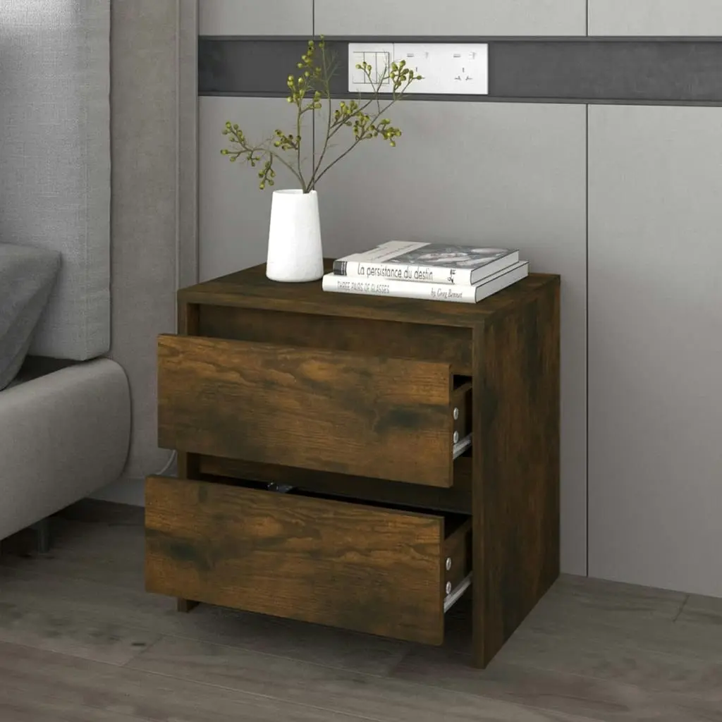 Bedside Cabinet Smoked Oak 45x34.5x44.5 cm Engineered Wood 813038