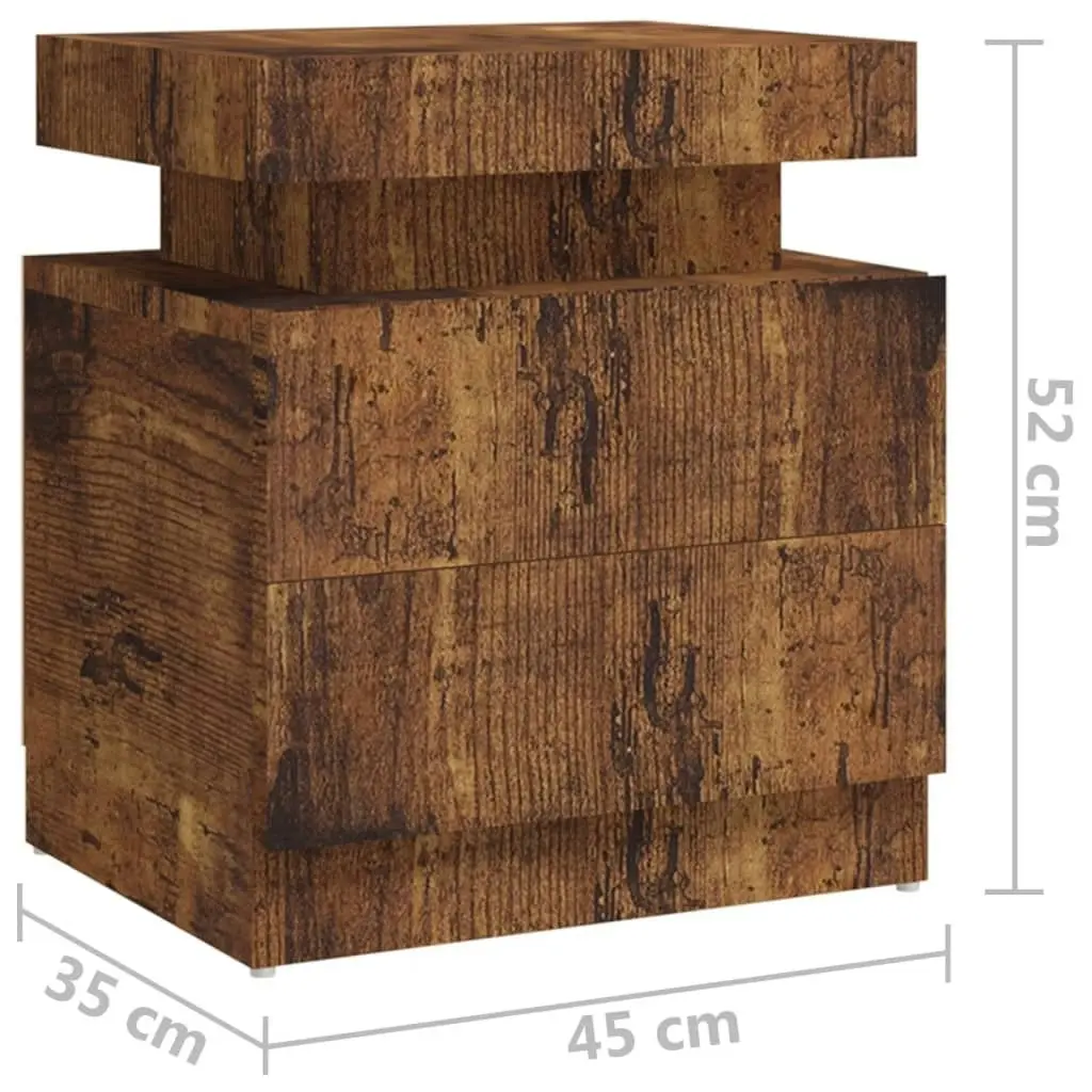 Bedside Cabinet Smoked Oak 45x35x52 cm Engineered Wood 326857