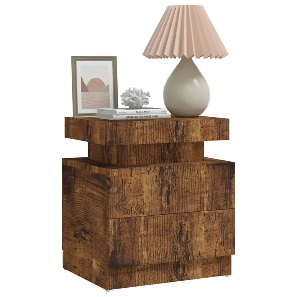 Bedside Cabinet Smoked Oak 45x35x52 cm Engineered Wood 326857