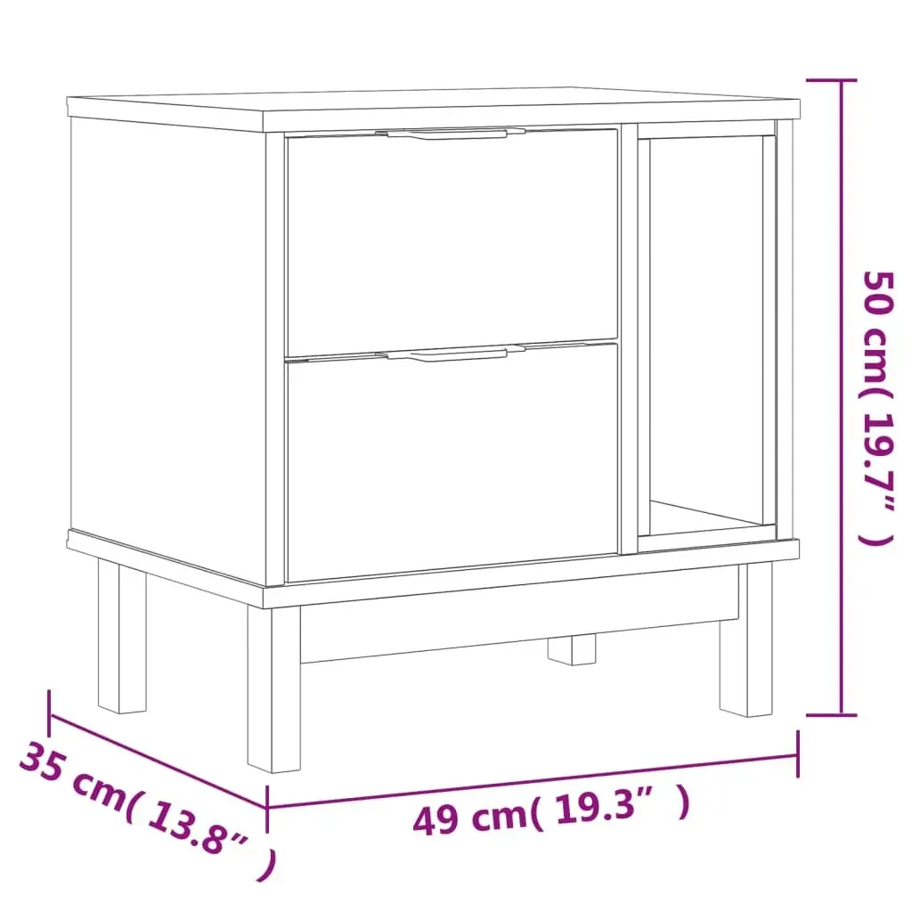 Bedside Cabinet FLAM 49x35x50 cm Solid Wood Pine 357813